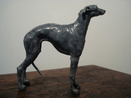 Whippet Dog, bronze, maquette.
