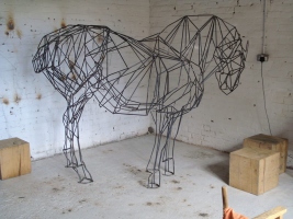 Suffolk Punch Horse, life size, painted steel bar.