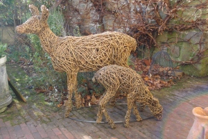 Roe Deer and Fawn, life size, Willow and Steel