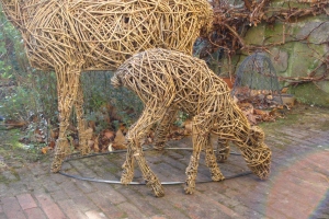 Roe Deer and Fawn, life size, Willow and Steel