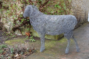 Ram, life size, painted steel wire