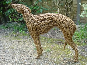 Whippet Dog, life size, willow.