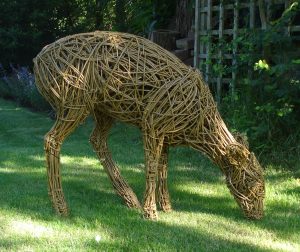 Muntjac Deer, life size, willow/steel.