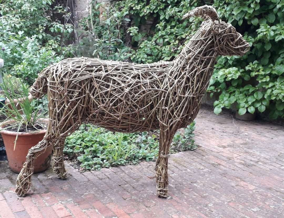 willow sheep, life size sheep sculpture, willow sheep sculpture for the garden