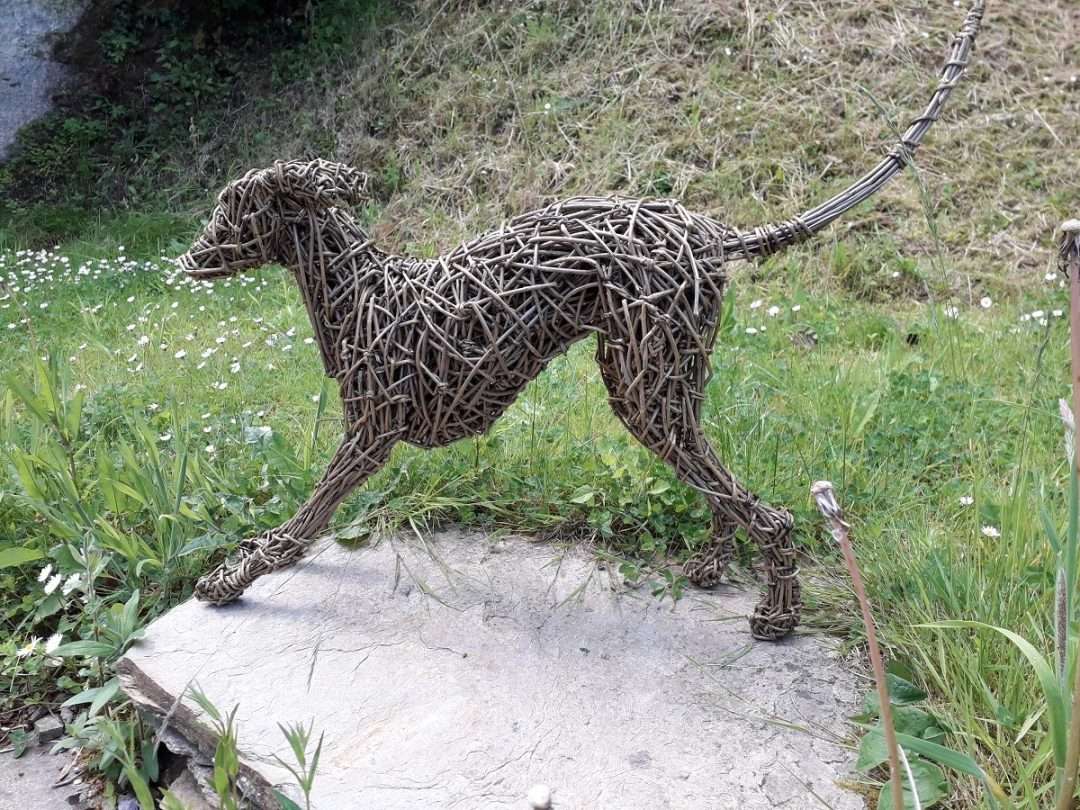 willow italian greyhound dog sculpture, life size italian greyhound dog sculpture