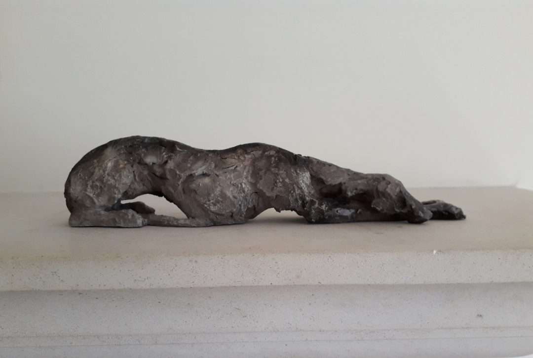 greyhound dog sculpture, raku ceramic dog sculpture, ceramic greyhound dog