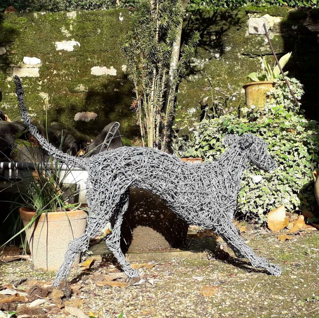 whippet dog sculpture for the garden, life size whippet dog sculpture